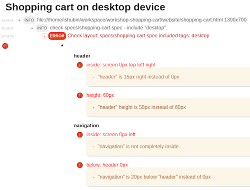 Detailed report of desktop tests