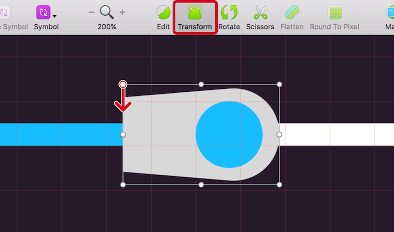 Use the Transform tool to move the top-left point of the comet tail down and squish the element.