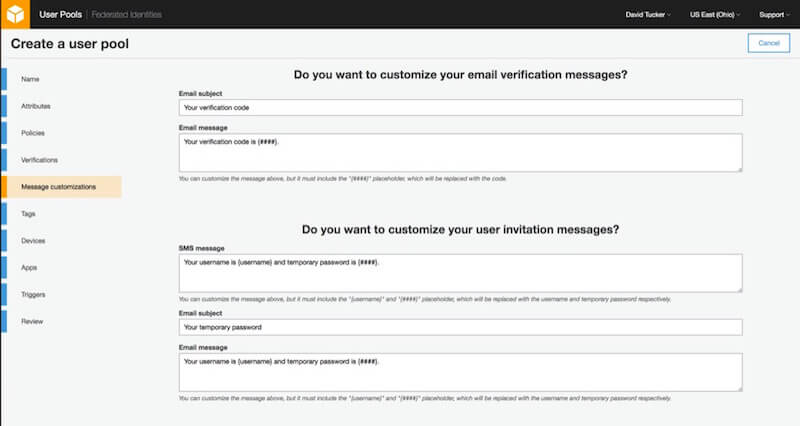 Step 5 in User Pool Creation