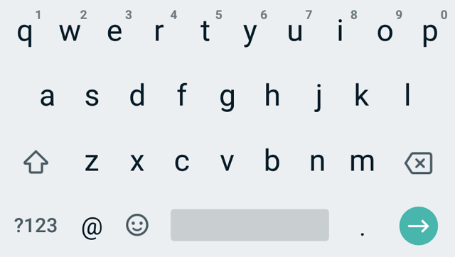 Android's onscreen keyboard for the email field.