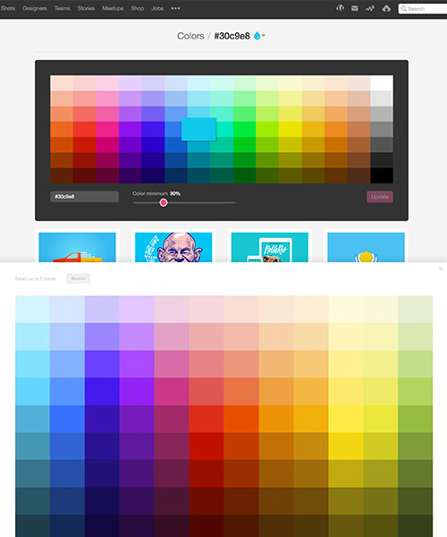 Color Guide: Dribbble and Designspiration color pickers