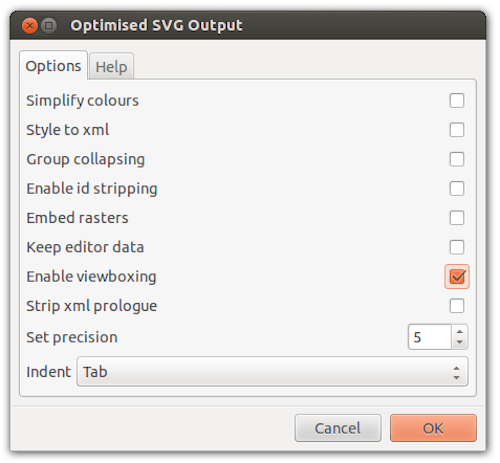 Choosing Enable viewboxing in the export dialog