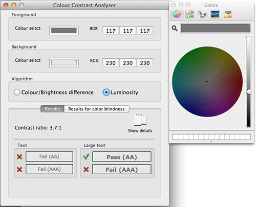 paciello colour contrast analyser