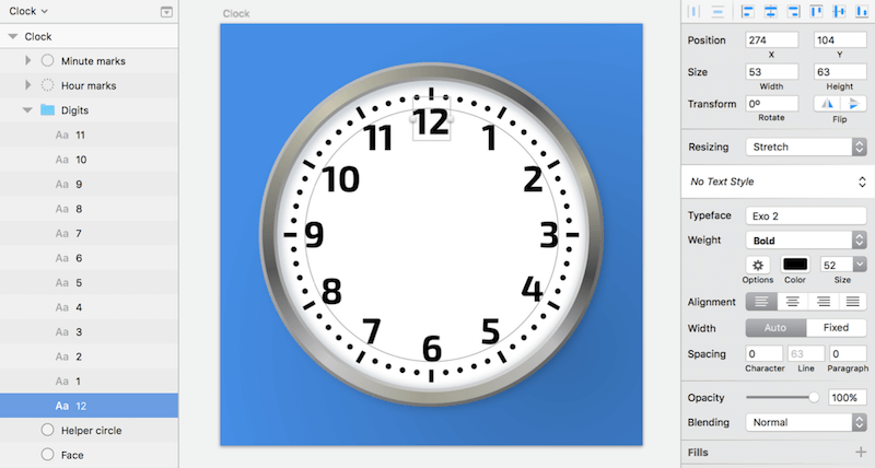 Use a helper circle with a gray outline to align all of the digits properly.