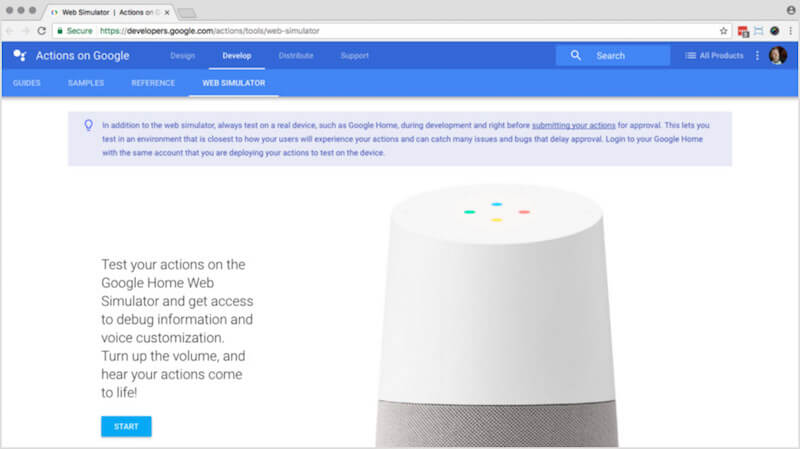 The Google Home Web Simulator