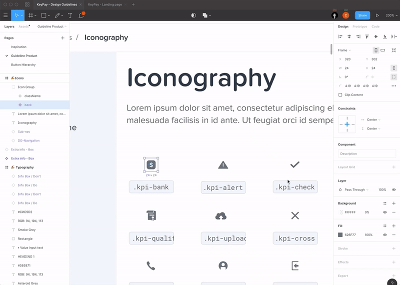 Keywords in components in Figma