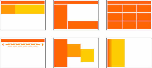 A few early, later discarded, concepts of the navigation placed in the layout