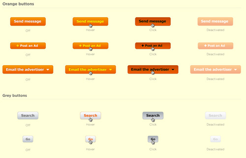 Web Button Standard Sizes