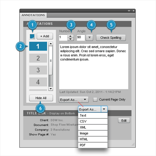 Annotations Panel (Adobe Fireworks extension)