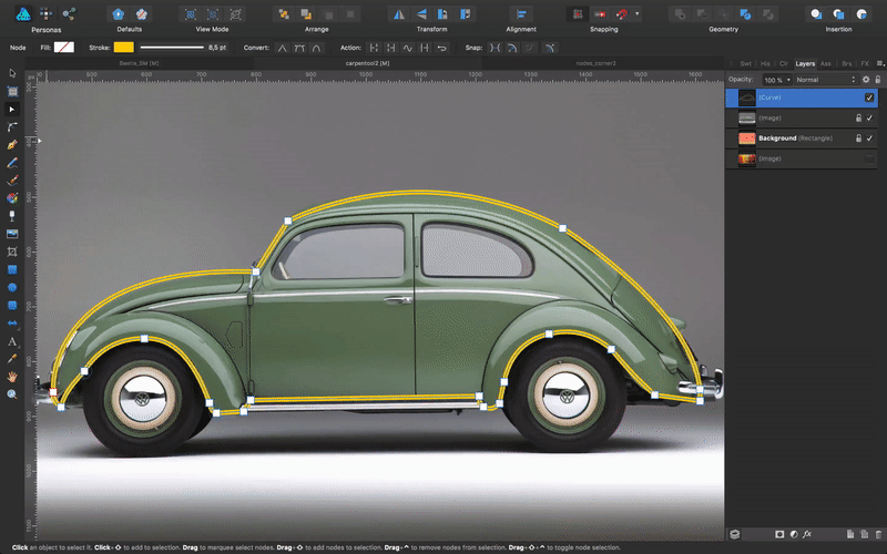 Use the Corner tool on sharp nodes to smoothen the lines.