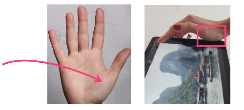 When pushing the “Save Image” button, the metacarpophalangeal joint of the thumb pressed against the device