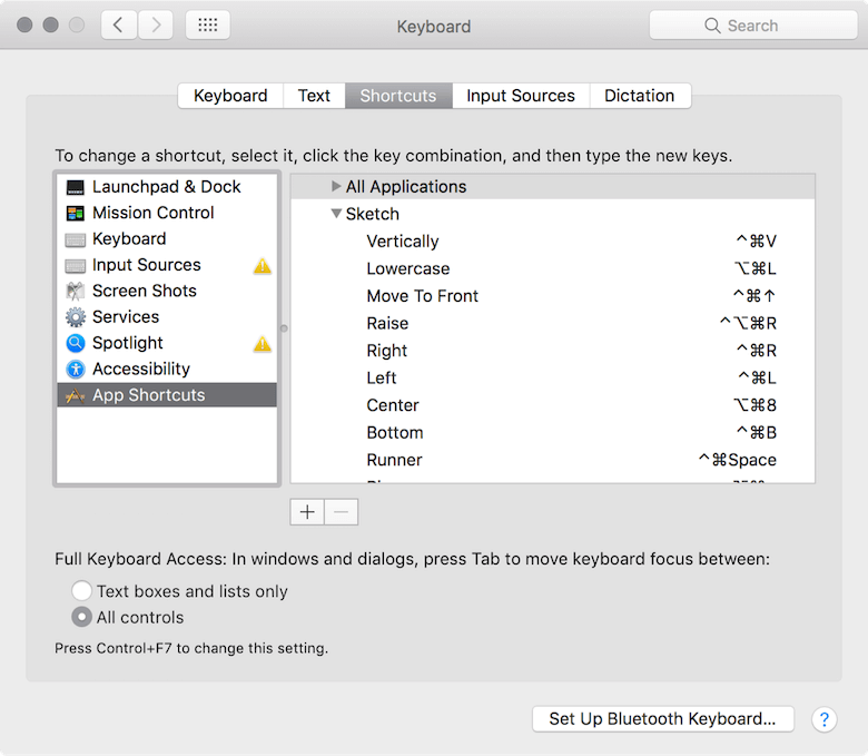 You can set your own keyboard shortcuts for Sketch in the system preferences of macOS.