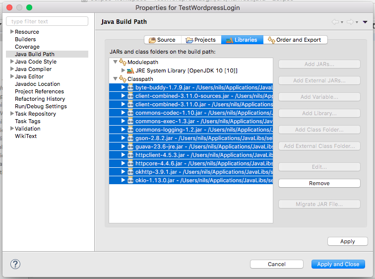 Selenium WebDriver framework successfully integrated into your project