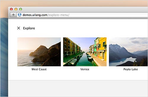 uilang demo: explore menu