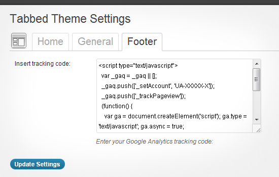 Tab settings