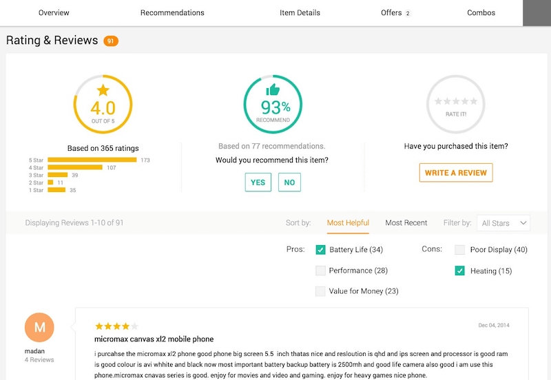 Sorting products by keyword extracted from reviews.