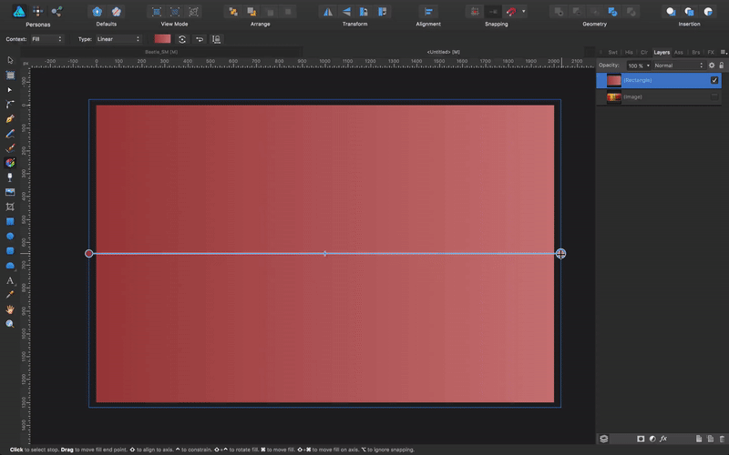 To straighten a linear gradient, pull from one end, and then press the Shift key to make it perfectly vertical.