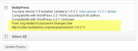 buddypress upgrade notice for 1.5.3