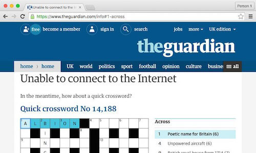 La grille de mots croisés hors ligne du Guardian's offline crossword puzzle