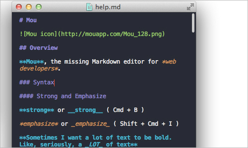 Mou - Markdown editor for web developers, on Mac OS X