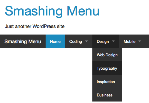 The Foundation Top Bar on a WordPress website